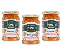 Ponti Funghi Prataioli alla Pizzaiola à Olio di Semi di Girasole Champignons Pizzaiola dans l'huile de tournesol 280 g Verre