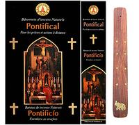 Pontific Bâtonnets d'encens religieux de 15 g PontiFICAL Olibano Mirra Benzoino Storax Fragances & Sens non toxique, sans travail d'enfants + porte-encens (6 boîtes de 15 g)