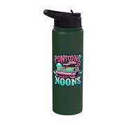 Pontons And High Noons Funny Summer Boat Meme Stainless Steel Insulated Water Bottle