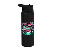 Pontons And High Noons Funny Summer Boat Meme Stainless Steel Insulated Water Bottle