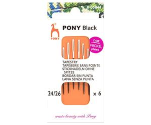 Pony Aiguilles à coudre à la main pour tapisserie Noir avec œil blanc Taille 24-26