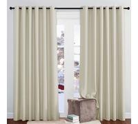 PONY DANCE Double Rideau Occultant à Oeillets Anti Froid Chaleur Salon de Fenêtre, Tissu Polyester Tombé Lourd Uni pour Décoration, L200 X H210 cm, Beige Clair, 2 Pcs