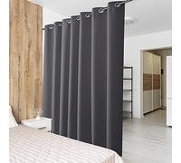 Pony Dance Dressing avec Rideau - Paravent Rideaux Séparation - Séparation de Pièce Rideau Occultant à Oeillets pour pour Bureau Maison Chambre, L 254 x H 240 cm, Gris, 1 Panneau