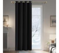 PONY DANCE Rideau à Oeillets Thermique Occultants de Fenêtre Décoration pour Maison Chambre Lumineux Bloquer Prêt à Poser, Largeur 140 x Hauteur 200 cm, 1 Panneau, Noir