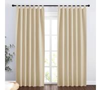 PONY DANCE Rideau Beige- Rideau Occultant Thermiques de Fenêtre/Tissu Solid Agréable Prêt à Poser pour Salon Chambre Économie d'Énergie, L 140cm x H 220cm, Jaune Beige, 1 Paire