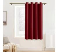 PONY DANCE Rideau Cuisine Occultant Court de Petite Fenêtre Décoration Maison Chambre Lumiere Bloquer Prêt à Poser Tenture Opaque, Largeur 132 x Hauteur 90 cm, 1 Panneau, Rouge Foncé