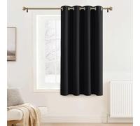 PONY DANCE Rideau Cuisine - Rideaux Occultant Court de Petite Fenêtre Décoration Maison Chambre Lumiere Bloquer Prêt à Poser Tenture Opaque, Largeur 132 x Hauteur 90 cm, 1 Panneau, Noir