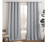 PONY DANCE Rideau Grande Hauteur - Draperies avec Oeillets Isolation Thermique Décoration de Fenêtre Lumineux Bloquer pour Chambre, L 140 X H 260 cm, Gris Argenté, Lot de 2