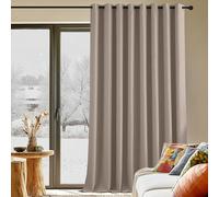 PONY DANCE Rideau Grande Largeur - Rideaux Occultant Décoration de Fenêtre Isolation Thermique pour Maison Chambre Salon à Oeillets, Taupe Clair, 300cm Largeur sur 260 Hauteur, 1 PC