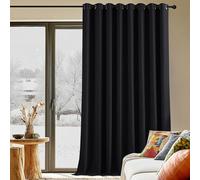 PONY DANCE Rideau Noir - Rideaux Occultant Grande Largeur Décoration de Fenêtre Isolation Thermique pour Maison Chambre Salon à Oeillets, 300cm Largeur sur 240 Hauteur, Noir, 1 PC