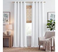 PONY DANCE Rideau Occultant Blanc - Rideaux Ombrage Complet 140x175cm | Thermique anti UV, Draperies à Oeillets, Lumineux Bloquer, pour Maison Chambre, L140cm Sur H245cm, Blanc Pur, 2 Pièces