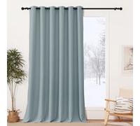 PONY DANCE Rideau Occultant Grande Largeur avec Oeillets Isolation Thermique Solids Lourds pour Salon Tissu Tombé Lourd, L 200 cm sur 245 Hauteur, Gris-Bleu, 1 Pièce