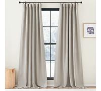 PONY DANCE Rideau Occultant Gris - Rideaux Lin Thermique Isolant Galon Fronceur/Passe Tringle pour Chambre Enfant/Adulte, Draperie Intérieur 2 Pièces, L140 x H245cm, Gris Angola