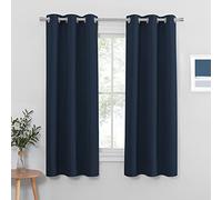 PONY DANCE Rideau Occultant - Isolation Thermique Draperies Tissu à Oeillets Isolant Chaleur Anti Froid, Décoration Cuisine Maison, 106L X 158H cm, Bleu Foncé, 1 Paire