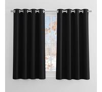 PONY DANCE Rideau Occultant Noir à Oeillets de Fenêtre Unicolore Draperies Court pour Maison Chambre Petite Fenetre Anti Froid/Chaleur, 117 Largeur X 137 Hauteur, 2 Pcs