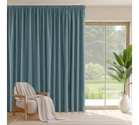 PONY DANCE Rideau Occultant - Rideau Salon Thermiques Phonique Anti Chaleur Bloquer Lumiere Galon Fronceur Décoration pour Salon Chambre Maison, L300xH245 cm, Bleu Arctique, 1 Panneau