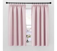 PONY DANCE Rideau Occultant - Rideaux Thermiques Isolants Galon Fronceur pour Chambre Fille Garçons Adulte, Porte Fenêtre sans Percage, L 140 sur H 145 cm, 2 PCs, Rose Clair