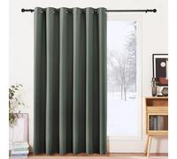 PONY DANCE Rideau Occultant Thermique Grande Largeur pour Fenêtre Isolant Lumineux Anti Chaleur Froid pour Chambre Tissu Tombé Lourd, L200 et 210 cm Hauteur, 1 Pièce, Vert Gris