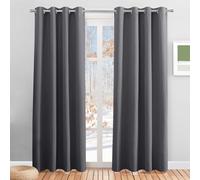 PONY DANCE Rideau Occultant Thermique - Panneaux à Oeillets pour Chambre | Gris Opaque, Decoration pour Maison Salon Fenetre, Isolation Lumineux Anti Uv, Prêt Poser, 117 L Sur 228 cm H, Lot de 2