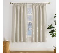 PONY DANCE Rideau Occultant Thermique - Rideau Beige Opaque Isolant Lumiere Galon Fronceur, pour Maison Chambre Enfant Adulte, 2 Pièces, L140xH175cm, Beige Clair