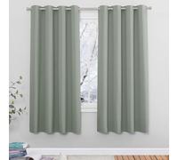 PONY DANCE Rideau Occultant Vert Sauge, Décoration de Fenêtre Chambre Maison Salon, Draperies à Oeillets Isolant Lumineux Solid Lourd, 140L X 175H cm, 2 Panneaux