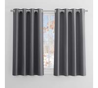 PONY DANCE Rideau Occultants Court 2 Pièces de Thermique Unicolore Draperies à Oeillets Lumineux Bloquer Anti-uv pour Maison Chambre, 140L X 145H cm, Gris