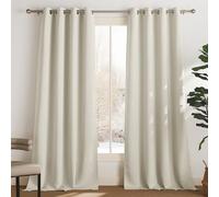 PONY DANCE Rideau Occultants - Panneaux à Oeillets Hauteur 350cm de Fenêtre Tissu Lourd Lumineux Bloquer Isolation pour Maison Chambre, Beige Clair, L 140 X H 350 cm, Lot de 2