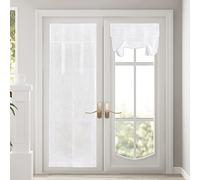 PONY DANCE Rideau Porte Entrée - Rideau Voilage pour Porte et Fenêtre Facile à Installer Decoration Maison Protéger la Vie Privée, Filtre de Lumière, Blanc, 2 Pièces, 70 X 180cm