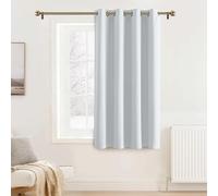 Pony Dance Rideau pour Petite Fenetre - Rideaux Occultant Thermique Lumiere Bloquer Isolation Froid pour Cuisine Chambre Maison, 132 Largeur et 90 cm Hauteur, 1 Pièce, Gris Blanc