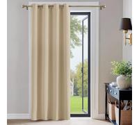 PONY DANCE Rideau Salon de Fenêtre - Isolation Thermique Draperies Lumineux Bloquer Solid Prêt à Poser pour Porte avec Oeillets, L 140 x H 200 cm, Jaune Beige, 1 Panneau