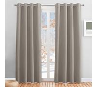 PONY DANCE Rideau Thermique Occultant à Oeillets de Fenêtre Solid Uni Energie Ecologique Lumineux Bloquer pour Salon Chambre Maison Fenetre, L 117 X H 228 cm, Sable, 2 Pièces