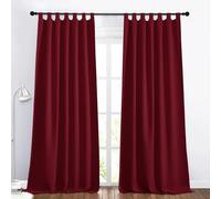 PONY DANCE Rideau Thermique Occultant Panneaux Tenture avec Pattes Prêt à Poser Isolation Lumineux Anti Froid et Chaleur Tissu Polyester, L 140 x H 245 cm, Rouge, Lot de 2