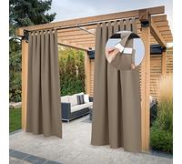 Pony Dance Rideau Thermique - Rideaux de Fenêtre Occultants Draperies Tombé Lourd Lumineux Bloquer Imperméable à Pattes Intérieur/Extérieur, L 132 x H 243 cm, Taupe, 2 Pièces