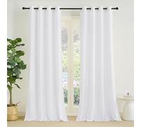 PONY DANCE Rideau Voilage Semi-Transparent avec œillets Protection Solaire Tissu Voile d'Intimité pour Decoration Fenetre Maison Chambre Salon, L 140 x H 260 cm, 2 Panneaux, Blanc