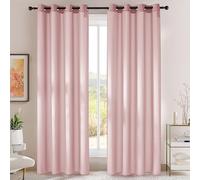 PONY DANCE Rideau Voilage Semi-Transparent avec œillets Protection Solaire Tissu Voile d'Intimité pour Decoration Fenetre Maison Porte, L 140 x H 220 cm, 2 Panneaux, Rose Clair