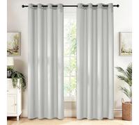 PONY DANCE Rideau Voilage Semi-Transparent avec œillets Protection Solaire Tissu Voile d'Intimité pour Decoration Fenetre Maison Porte, L 140 x H 220 cm, 2 Panneaux, Gris Clair
