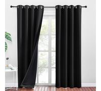 PONY DANCE Rideaux 100% Occultants - Rideau 140x200cm, Noir Tissu Décoration de Fenêtre Draperies Isolant Thermique Lumineux Bloquer pour Maison Chambre Panneux pour Enfants, 2 PCs