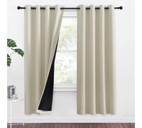 PONY DANCE Rideaux Chambre - Rideaux Opaque Anti Chaleur Isolantion Thermique à Oeillets Anti Bruit Tissu Lourd Résistant aux UV Coupe-Vent, Beige Clair, L 140 x H 175 cm, 1 Paire