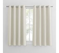 PONY DANCE Rideaux Court - Rideau Thermique Draperies Court Contre Lumière anti UV/ Panneaux Souple Polyester pour Voler Fenêtre, 132 Largeur x 114 Hauteur, Beige Clair, 1 Paire