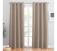 PONY DANCE Rideaux Courts - Rideau Occultant Draperies de Fenêtre en Tissage/Isolant Thermique Anti Froid et Phonique pour Decoration Cuisine, L 132 x H 210 cm, Taupe Clair, 1 Paire