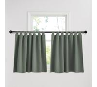PONY DANCE Rideaux Cuisine Occultants Court Thermiques Isolation Décoration de Fenêtre pour Chambre Maison pour Petit Fenetre à Pattes, 2 Pièces, 140x120 cm(LxH), Vert Gris
