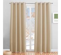 PONY DANCE Rideaux de Fenêtre Thermiques - Paire de Rideaux Uni de Fenêtr Tissu Solid Agréable Prêt à Poser pour Salon Moderne, 140cm de Largeur sur 220cm de Hauteur, Jaune Beige