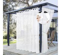 PONY DANCE Rideaux d'Extérieur - Blanc Rideau Voilage avec Pattes, Draperies Imperméable Décoration de Patio Jardin Terrasse Maison, L 254 x H 274 cm, 1 PC
