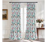 PONY DANCE Rideaux floraux 100 % occultants, Imprimé liane botanique vintage, Rideaux à isolation thermique pour chambre salon, 2 panneaux, L 132 x H 245 cm, Rose