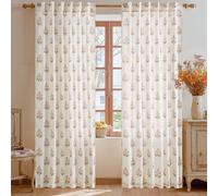 PONY DANCE Rideaux floraux à œillets arrière et poche pour tringle, rideaux de fenêtre imprimé botanique style maison de campagne pour salon chambre, 2 panneaux, l 132 x L 245 cm, rose mandarine