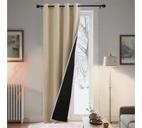 PONY DANCE Rideaux Isolant Thermique - Rideau Matelassé 100% Occultant | Anti-Froid Chaleur, Anti-Bruit, Fenetre Salon Chambre Porte, Tissu Opaque a Oeillets, Lot de 1, L140xH210CM, Jaune Beige