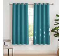 PONY DANCE Rideaux Isolant Thermiques - Rideau Bleu Canard Occultant Lumineux Bloquer Rideaux de Fenêtre à Oeillets, 2 Panneaux, L de 140 et H de 175, Tissu Solid Unicolore pour Chambre