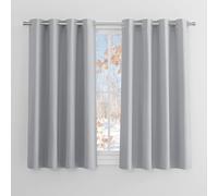 PONY DANCE Rideaux Isolant Thermiques - Rideau Lumineux Bloquer Rideaux de Fenêtre à Oeillets, 2 Panneaux, L 140 et H 145, Gris Argenté / Tissu Solid Polyester Unicolore pour Chambre