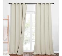 PONY DANCE Rideaux Occultant Beige - Lot de 2 Rideau Phonique Anti Bruit Thermique Isolant 100% Lumiere Bloquer Anti Froid Anti Chaleur pour Decoration Maison, 132 x 260cm, Beige Clair