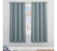 PONY DANCE Rideaux Occultant Bleu - Décoration de Fenêtre Rideaux Salon à Oeillets Occultant Isolant Lumineux Solid Lourd / Draperies, 140 x 175 cm, Gris-Bleu, 2 Panneaux